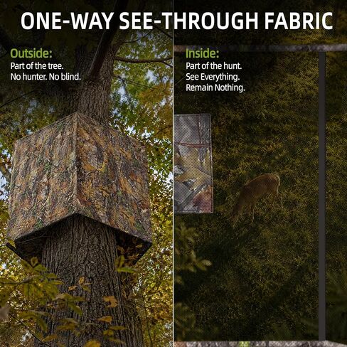 FUNHORUN Hunting Tree Stand Blind, 142" x 35" See Through Blinds Cover | Camo Ladder Stand Cover for 2-3 Person, Deer Blind with Dual Pockets, Ground Blind with Quiet Zipper, Hunting Accessories in Saudi Arabia