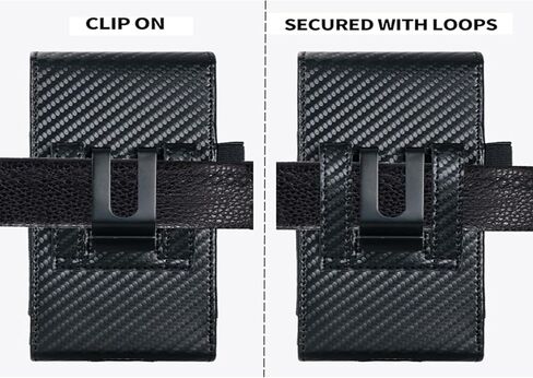 Holster Pouch for Galaxy Z Fold 8 with Belt Clip & Card Holder, Luxury Carbon Fiber Leather Vertical Holster Case (Black) in Saudi Arabia