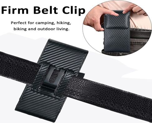 Holster Pouch for Galaxy Z Fold 8 with Belt Clip & Card Holder, Luxury Carbon Fiber Leather Vertical Holster Case (Black) in Saudi Arabia