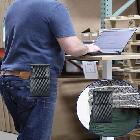 Holster Pouch for Galaxy Z Fold 8 with Belt Clip & Card Holder, Luxury Carbon Fiber Leather Vertical Holster Case (Black) in Saudi Arabia