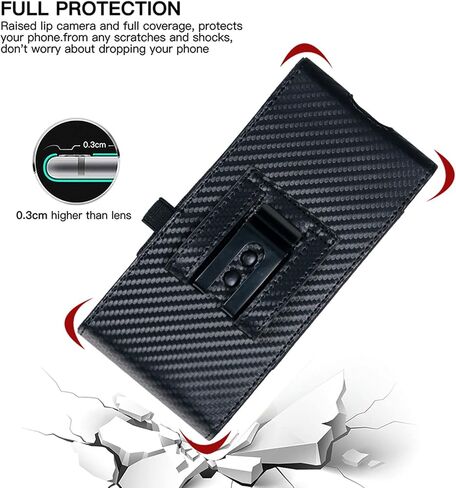 Holster Pouch for Galaxy Z Fold 8 with Belt Clip & Card Holder, Luxury Carbon Fiber Leather Vertical Holster Case (Black) in Saudi Arabia
