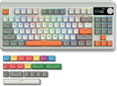Womier Retro 75% Gaming Keyboard with OLED Display&Knob, M87 Pro Bluetooth 5.1/2.4GHz /USB-C Wireless Mechanical Keyboard with Hot-Swappable Custom Switch, Compact Gamer RGB Keyboard-Grey | M87 Pro Bluetooth 5.1/2.4GHz /USB-C Custom Mechanical Gaming Keyb in Saudi Arabia