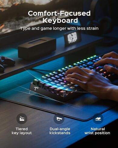 wegear Wired Mechanical Gaming Keyboard with Clicky Switch,104-Key, Black | Full Size, 11 Modes RGB Backlit, Anti-Ghosting, Double-Shot ABS Keycaps, Lighted Computer Key-Board for PC Windows in Kuwait