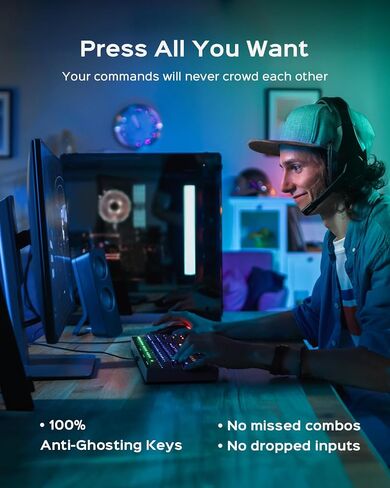 wegear Wired Mechanical Gaming Keyboard with Clicky Switch,104-Key, Black | Full Size, 11 Modes RGB Backlit, Anti-Ghosting, Double-Shot ABS Keycaps, Lighted Computer Key-Board for PC Windows in Kuwait