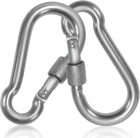 2 Pcs 304 Stainless Steel Locking Carabiners, Heavy Duty Locking Clips for Camping, Hiking, Swing & Hammocks in Saudi Arabia