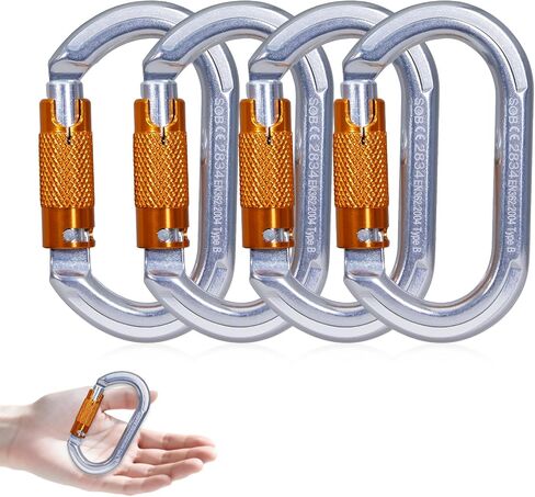 Locking Climbing Carabiner Clips - Heavy Duty Load Capacity, 8mm Screw Gate, for Rock Climbing & Mountaineering in Saudi Arabia
