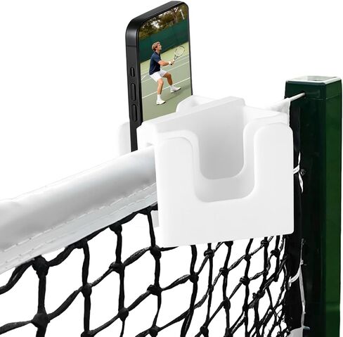 Tennis Net Phone Holder, 3D Printed Dual-View Camera Mount (White) | 30° Golden Angle | Dual Holders Simul Rec | Charging Port Cutout | Landscape & Portrait Switch | Dual Triangle Storage Slots in Saudi Arabia