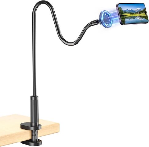 Gooseneck Magnetic Phone Holder for Bed, Stable Flexible Arm Stand for Desk | 360° Rotating Magnetic Phone Stand, 33.5’’ Aluminum Core Flexible Arm for Bed, Desk, Headboard, for iPhone 17-12& Andriod in Saudi Arabia