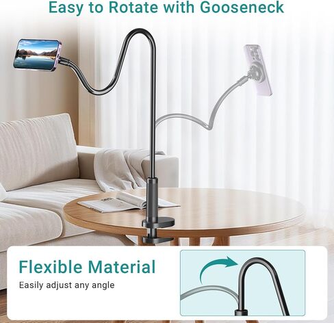 Gooseneck Magnetic Phone Holder for Bed, Stable Flexible Arm Stand for Desk | 360° Rotating Magnetic Phone Stand, 33.5’’ Aluminum Core Flexible Arm for Bed, Desk, Headboard, for iPhone 17-12& Andriod in Saudi Arabia