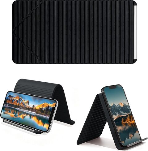 Foldable Silicone Aluminum Holder, Flexible Silicone Phone Stand with Anti-Slip Pad, Portable Rollable Multi-Angle Stand for Phone Tablet Laptop – Bendable & Foldable Home, Office, Travel (1, Orange) in Saudi Arabia