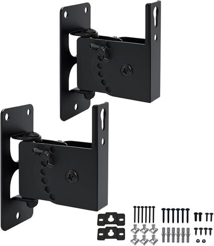 Speaker Wall Mount , Holds up to 30lbs，Swivel and Tilt, 2 Packs | All Metal Wall Speaker Mount for Small Speakers，Easy DIY Assembly, HD-618 ,Black in Saudi Arabia