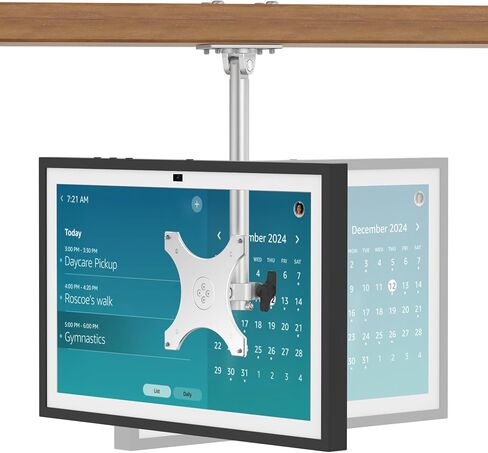 Almoz Under Cabinet Mount for Echo Show 15, Height Adjustable Stand, Wide Range of Motion, Keeps Counters Clear, Tilt and Swivel Mount for All Show 15 Generations, Also Fits Show 21 (Height-Black) in Saudi Arabia