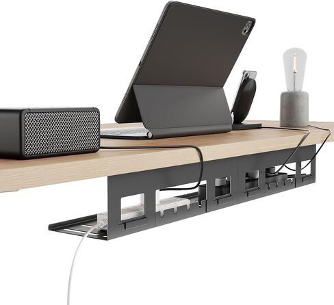 PEGZONE Under Desk Cable Management Tray, 31.5'' Screw-Mount Steel Rack | Metal Cord Organizer for Power Strips, Chargers, Reversible Installation, Effortless Wire Management for Home Office, Black in Saudi Arabia