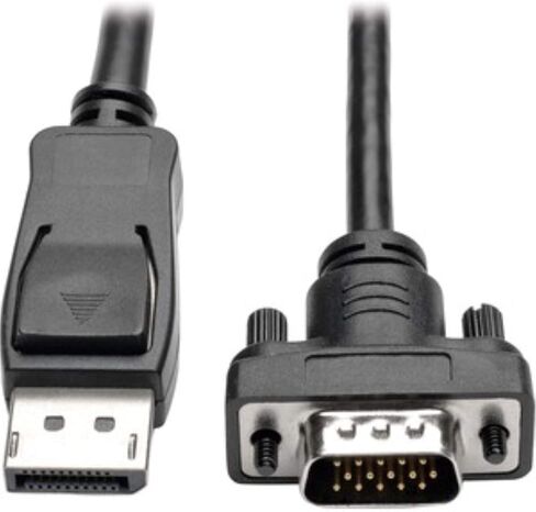TRIPP LITE DisplayPort to VGA Active Cable Adapter, DP 1.2 with Latches, DP to HD15 (M/M), DP2VGA, 1080p, Black, 6 Feet / 1.83 Meters, 3-Year Warranty (P581-006-VGA-V2) in Saudi Arabia