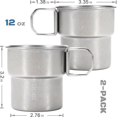 Camping Cups, 304 Stainless Steel Coffee Mug, 2-Pack | Foldable Handles, Retro Style, Portable, Space Saving, Easy Carry, Perfect For Outdoor, Camping & Hiking in Saudi Arabia