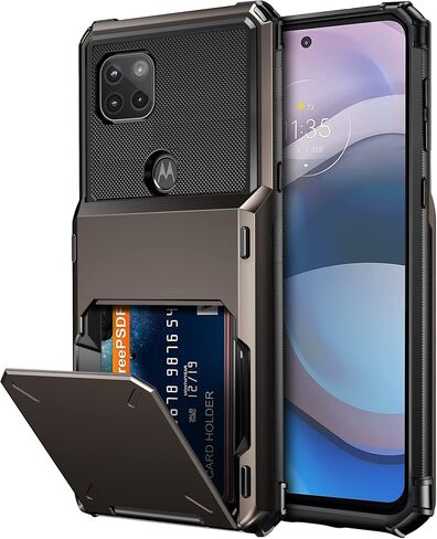 Vofolen for Moto One 5G Ace Case Wallet with Card Holder Black | 4-Credit Card ID Slot, Scratch Resistant, Dual Layer Hybrid Protective Rugged Bumper Armor Phone Case for Motorola One 5G Ace in Saudi Arabia