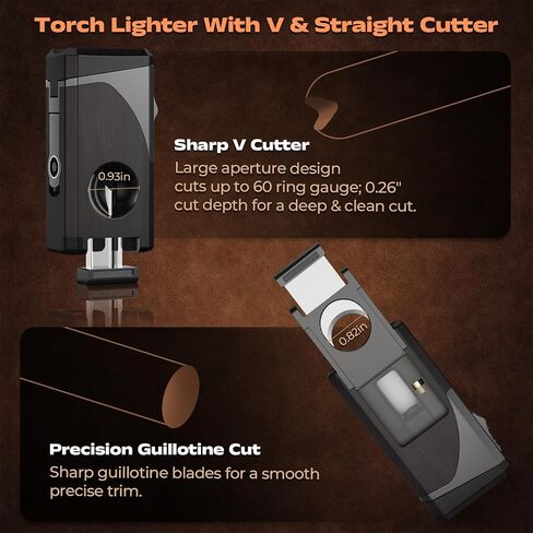 6-in-1 Butane Torch Lighter with 3 Jet Flame, Built-in V & Straight Cutter, Punch, Holder, Draw Enhancer, Windproof & Refillable Lighters, Cool lighters with Gift Box, Gifts for Men, Candle, Travel in Saudi Arabia