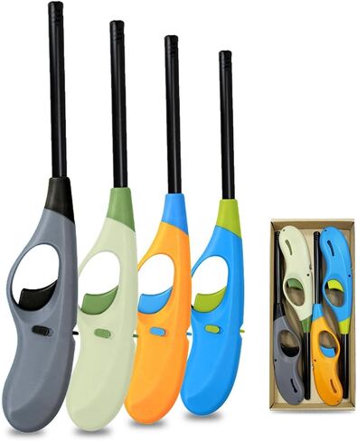 Butane Lighter 4pcs Long Lighter with Visual Window for BBQ Candle(No Butane Inside) in Kuwait