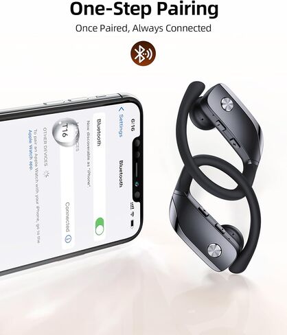 Wireless Earbuds Bluetooth Headphones Over Ear Hooks Ear Buds with 80H Playtime, LED Power Display, Dual Mic Clear Calls, Sports Wireless Ear Buds Bluetooth Earbuds for Running Gym Workout (Black) in Kuwait