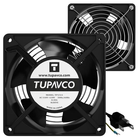 Network Cabinet Fan (2pc Kit) Pair of 120mm 4in Fans 110V - Tupavco TP1511 | Dual fan kit for 19in network cabinets - easy rackmount muffin fan for high performance cooling at 110CFM, 120mm/4in size in Saudi Arabia