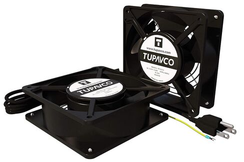 Network Cabinet Fan (2pc Kit) Pair of 120mm 4in Fans 110V - Tupavco TP1511 | Dual fan kit for 19in network cabinets - easy rackmount muffin fan for high performance cooling at 110CFM, 120mm/4in size in Saudi Arabia