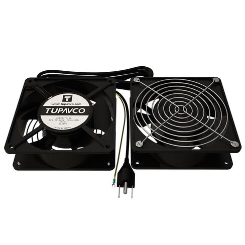 Network Cabinet Fan (2pc Kit) Pair of 120mm 4in Fans 110V - Tupavco TP1511 | Dual fan kit for 19in network cabinets - easy rackmount muffin fan for high performance cooling at 110CFM, 120mm/4in size in Saudi Arabia