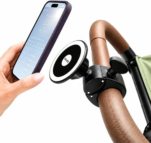 Stroller Phone Holder, MagSafe-Compatible Mount with Strong No-Wobble Clamp | Stable clamp grips stroller handlebars securely; fast magnetic attachment and 360° adjustment make viewing and removal easy. in Saudi Arabia