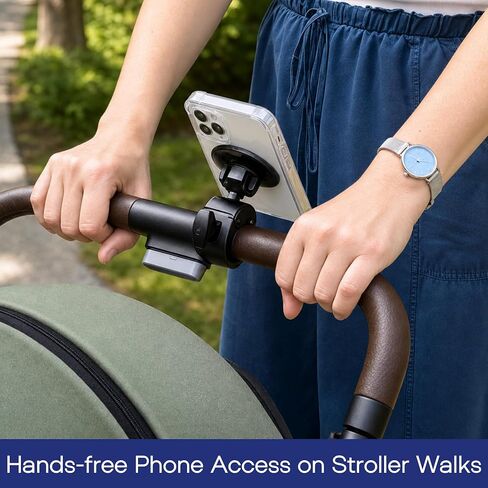 Stroller Phone Holder, MagSafe-Compatible Mount with Strong No-Wobble Clamp | Stable clamp grips stroller handlebars securely; fast magnetic attachment and 360° adjustment make viewing and removal easy. in Saudi Arabia