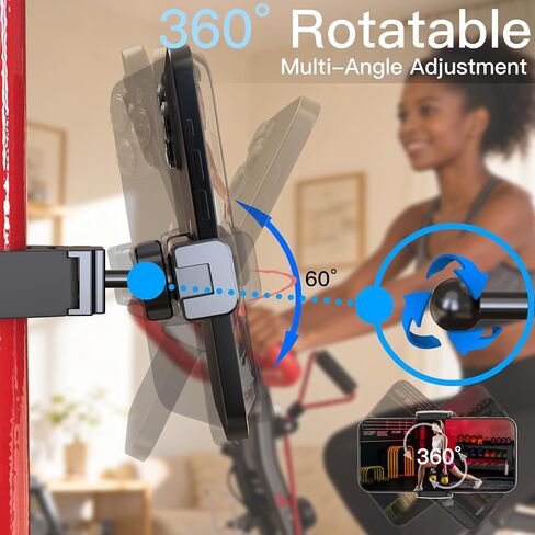 Phone Holder for Spin Bike 360° Rotatable Handlebar Phone Mount Exercise Bike, Treadmill, Stroller, Handlebar, Shopping Cart, Golf Cart,Microphone Stand Compatible with 4.7-7" Phone in Kuwait