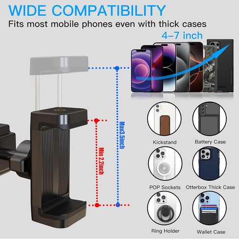 Phone Holder for Spin Bike 360° Rotatable Handlebar Phone Mount Exercise Bike, Treadmill, Stroller, Handlebar, Shopping Cart, Golf Cart,Microphone Stand Compatible with 4.7-7" Phone in Kuwait