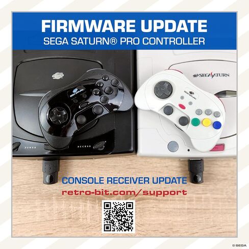 Retro-Bit SEGA Saturn® PRO - 2.4GHz Wireless Controller - (Black) | Officially Licensed | Includes 2 Receivers for Original Sega Saturn, Sega Genesis Mini, Switch, PC, Mac in Kuwait