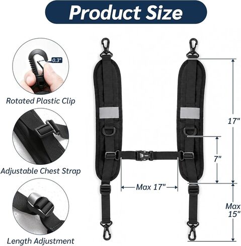 hanmir Backpack Straps Replacement, Padded and Adjustable Shoulder Straps with Chest Strap, Fit for Backpacks, Golf Bags, Musical Instrument Cases in Saudi Arabia