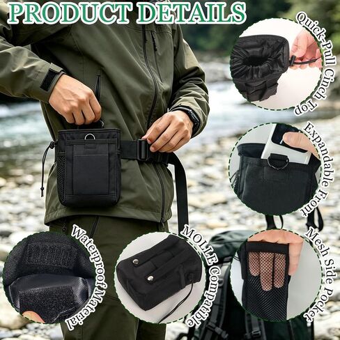 2Set MOLLE Dump Pouch with 12 Attachments Tactical Drawstring Belt Bag | Backpack Accessories 4 D-Ring Clip 4 Webbing Jonit Buckle 2 Water Bottle Holder 2 Belt Keyring For Hunting Outdoor Sport in Saudi Arabia
