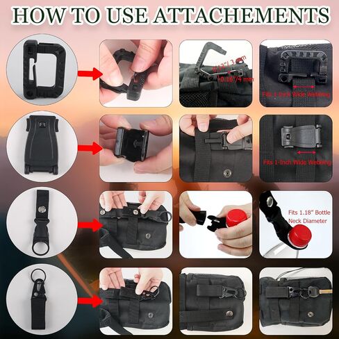 2Set MOLLE Dump Pouch with 12 Attachments Tactical Drawstring Belt Bag | Backpack Accessories 4 D-Ring Clip 4 Webbing Jonit Buckle 2 Water Bottle Holder 2 Belt Keyring For Hunting Outdoor Sport in Saudi Arabia