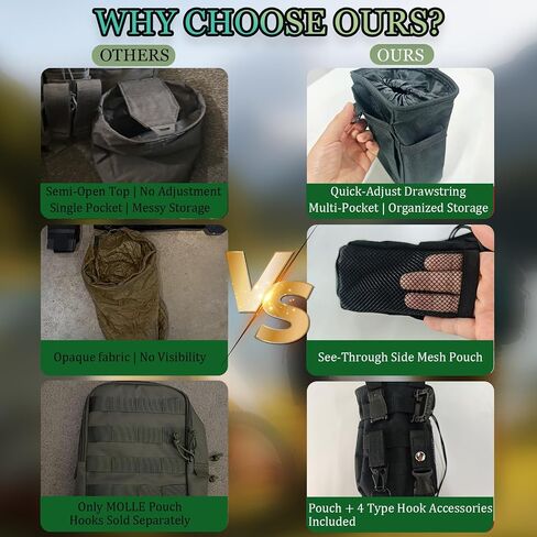 2Set MOLLE Dump Pouch with 12 Attachments Tactical Drawstring Belt Bag | Backpack Accessories 4 D-Ring Clip 4 Webbing Jonit Buckle 2 Water Bottle Holder 2 Belt Keyring For Hunting Outdoor Sport in Saudi Arabia