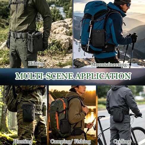 2Set MOLLE Dump Pouch with 12 Attachments Tactical Drawstring Belt Bag | Backpack Accessories 4 D-Ring Clip 4 Webbing Jonit Buckle 2 Water Bottle Holder 2 Belt Keyring For Hunting Outdoor Sport in Saudi Arabia