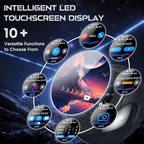 TRAUSI Wireless Earbuds with Smart Touch Screen & 180° Rotating Case – Bluetooth 5.4 Headphones, Noise Cancelling Ear Buds, Stress Relief Design Earphones in Saudi Arabia