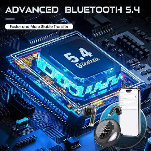 TRAUSI Wireless Earbuds with Smart Touch Screen & 180° Rotating Case – Bluetooth 5.4 Headphones, Noise Cancelling Ear Buds, Stress Relief Design Earphones in Saudi Arabia