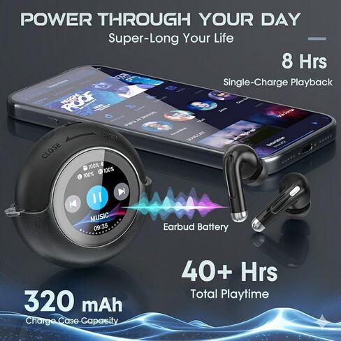 TRAUSI Wireless Earbuds with Smart Touch Screen & 180° Rotating Case – Bluetooth 5.4 Headphones, Noise Cancelling Ear Buds, Stress Relief Design Earphones in Saudi Arabia