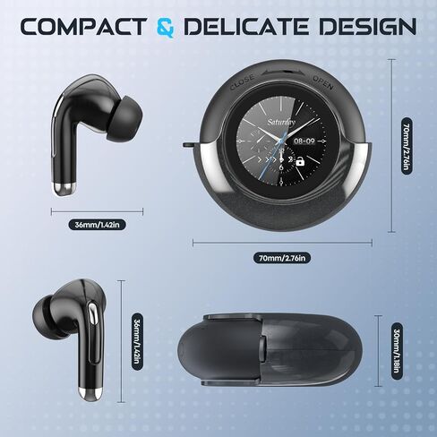 TRAUSI Wireless Earbuds with Smart Touch Screen & 180° Rotating Case – Bluetooth 5.4 Headphones, Noise Cancelling Ear Buds, Stress Relief Design Earphones in Saudi Arabia