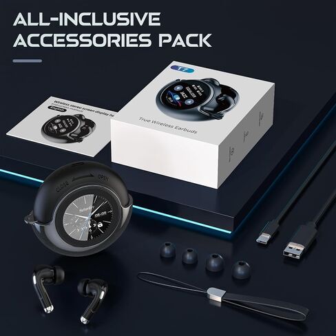 TRAUSI Wireless Earbuds with Smart Touch Screen & 180° Rotating Case – Bluetooth 5.4 Headphones, Noise Cancelling Ear Buds, Stress Relief Design Earphones in Saudi Arabia