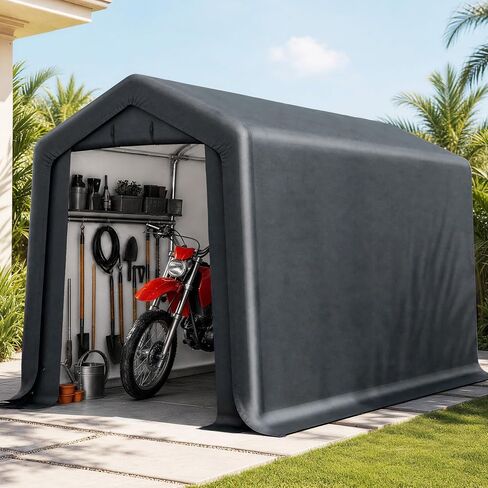 PHI VILLA 8x12ft Storage Tents, Portable Carports Motorcycle Sheds Garage | Outside Shelter Canopy Heavy Duty UV Resistant Waterproof Shed with Roll up Zipper Doors & Vents for Cars,Boats and Tools in Kuwait