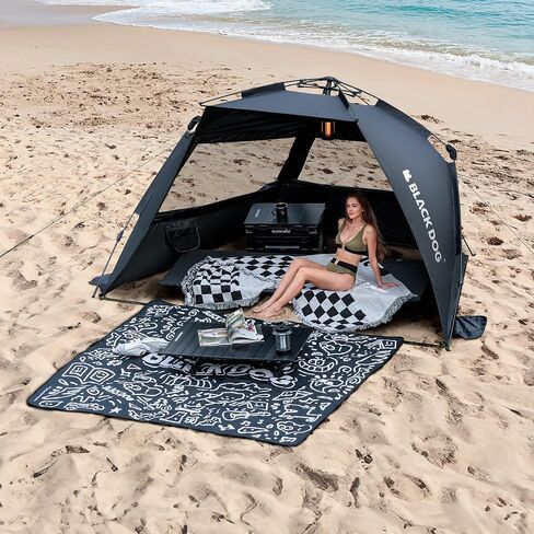BLACKDOG Beach Instant Tent Camping Sun Shelter with Sandbags | Blackout Coating UV Protection UPF 50+, Waterproof, 3s Easy Setup, Mesh Windows in Saudi Arabia