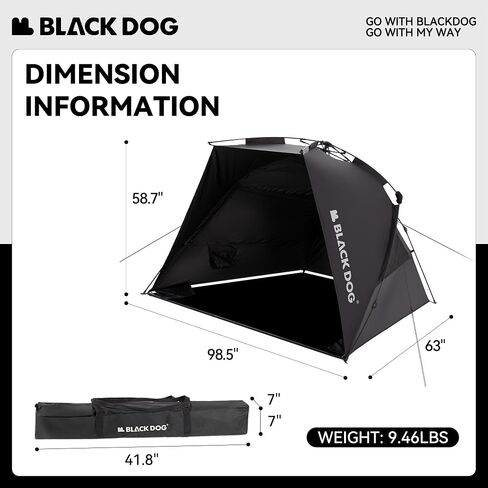 BLACKDOG Beach Instant Tent Camping Sun Shelter with Sandbags | Blackout Coating UV Protection UPF 50+, Waterproof, 3s Easy Setup, Mesh Windows in Saudi Arabia
