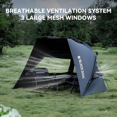 BLACKDOG Beach Instant Tent Camping Sun Shelter with Sandbags | Blackout Coating UV Protection UPF 50+, Waterproof, 3s Easy Setup, Mesh Windows in Saudi Arabia