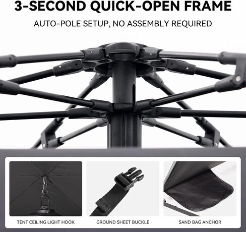 BLACKDOG Beach Instant Tent Camping Sun Shelter with Sandbags | Blackout Coating UV Protection UPF 50+, Waterproof, 3s Easy Setup, Mesh Windows in Saudi Arabia
