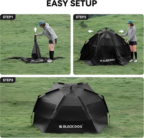 BLACKDOG Beach Instant Tent Camping Sun Shelter with Sandbags | Blackout Coating UV Protection UPF 50+, Waterproof, 3s Easy Setup, Mesh Windows in Saudi Arabia