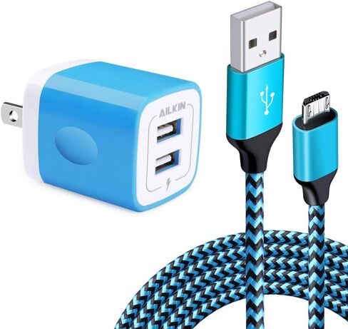 iPhone Wall Charger & Lightning Cable, AILKIN Apple MFI Certified Braided | i Phone Charger Cord, Fast Charging Powerline USB Plug Adapter for iPhone 14/13/12 Pro Max/SE/11/11 Pro/XS/XR/8/7 Plus, iPad in Saudi Arabia