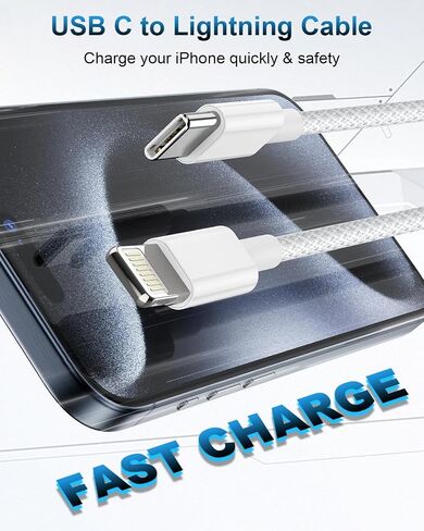 USB C to Lightning Cable 6FT 2Pack,[Apple MFi Certified] iPhone Fast Charger Cord Nylon Braided Power Delivery Type c to Lightning Cable Fast Charging for Apple iPhone 14 13 12 11 Pro Max X 8 7 6/iPad in Saudi Arabia