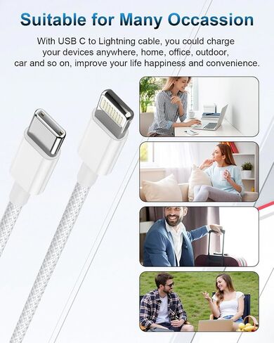 USB C to Lightning Cable 6FT 2Pack,[Apple MFi Certified] iPhone Fast Charger Cord Nylon Braided Power Delivery Type c to Lightning Cable Fast Charging for Apple iPhone 14 13 12 11 Pro Max X 8 7 6/iPad in Saudi Arabia